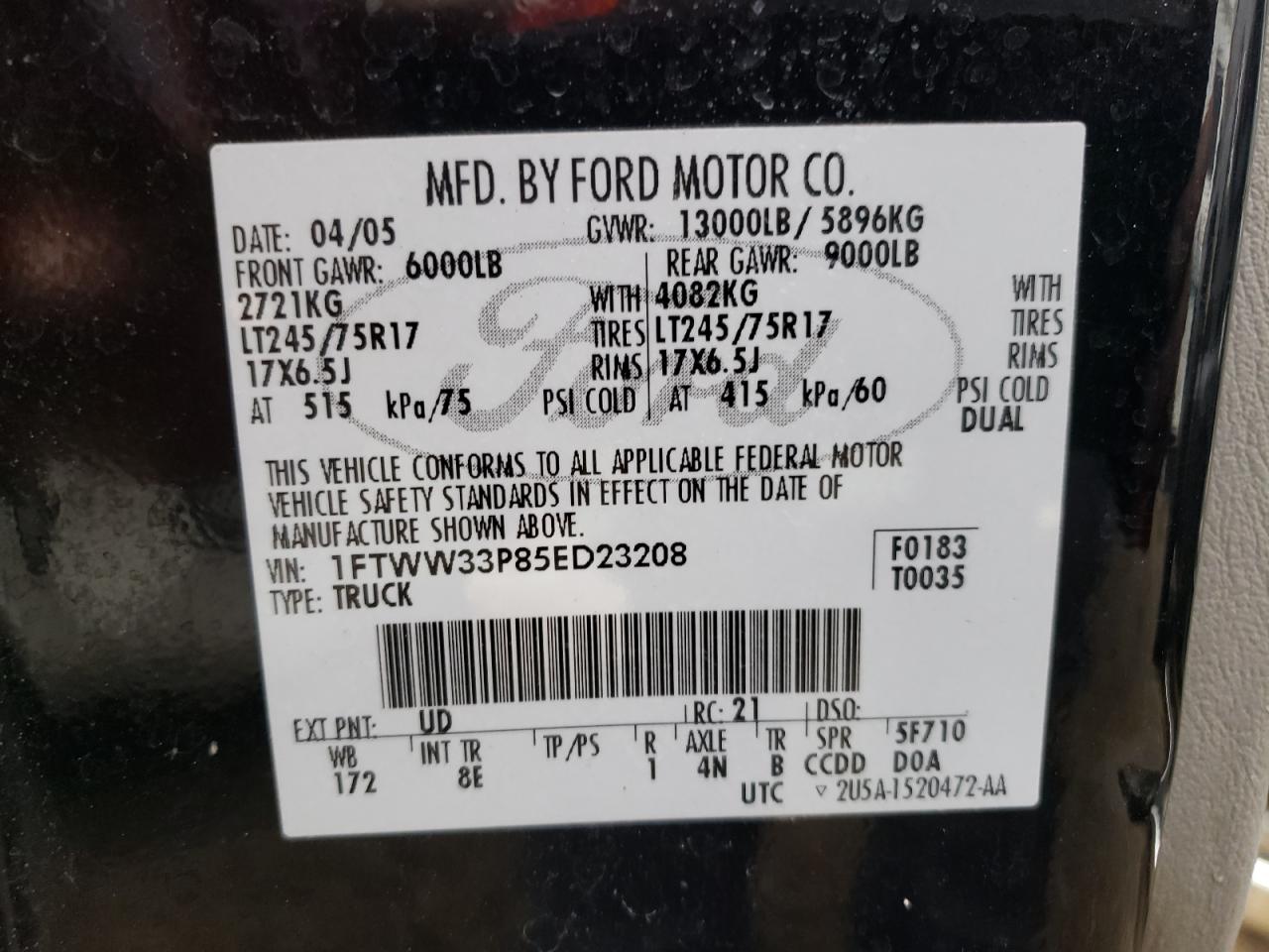 1FTWW33P85ED23208 2005 Ford F350 Super Duty