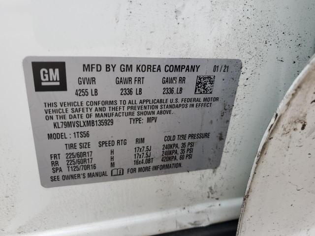 2021 Chevrolet Trailblazer Activ VIN: KL79MVSLXMB135929 Lot: 41088014