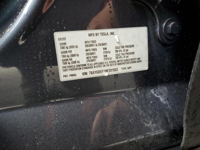2022 TESLA MODEL Y 7SAYGDEF1NF391853