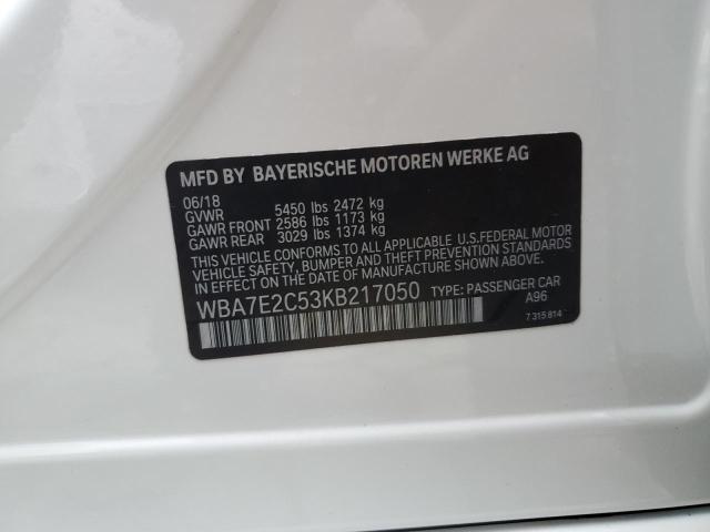 VIN WBA7E2C53KB217050 2019 BMW 7 Series, 740 I no.13