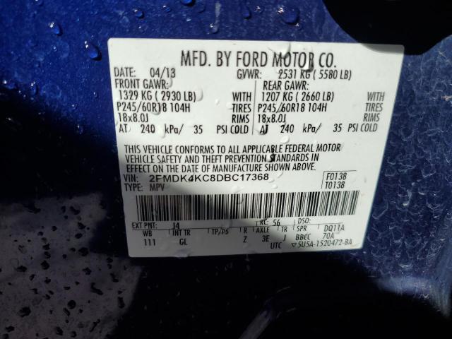 2FMDK4KC8DBC17368 2013 FORD EDGE, photo no. 10