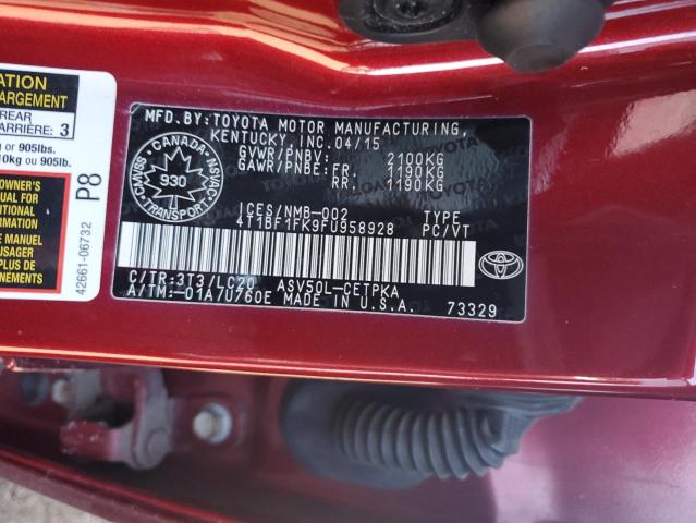 2015 TOYOTA CAMRY LE 4T1BF1FK9FU958928