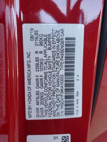 2019 HONDA ACCORD SPO - 1HGCV1F34KA153033