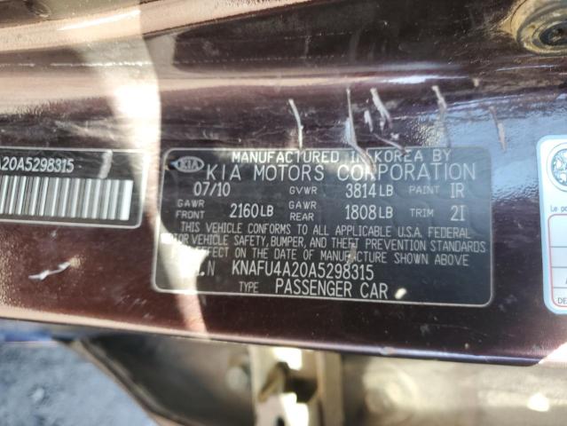 2010 Kia Forte Ex VIN: KNAFU4A20A5298315 Lot: 42830984