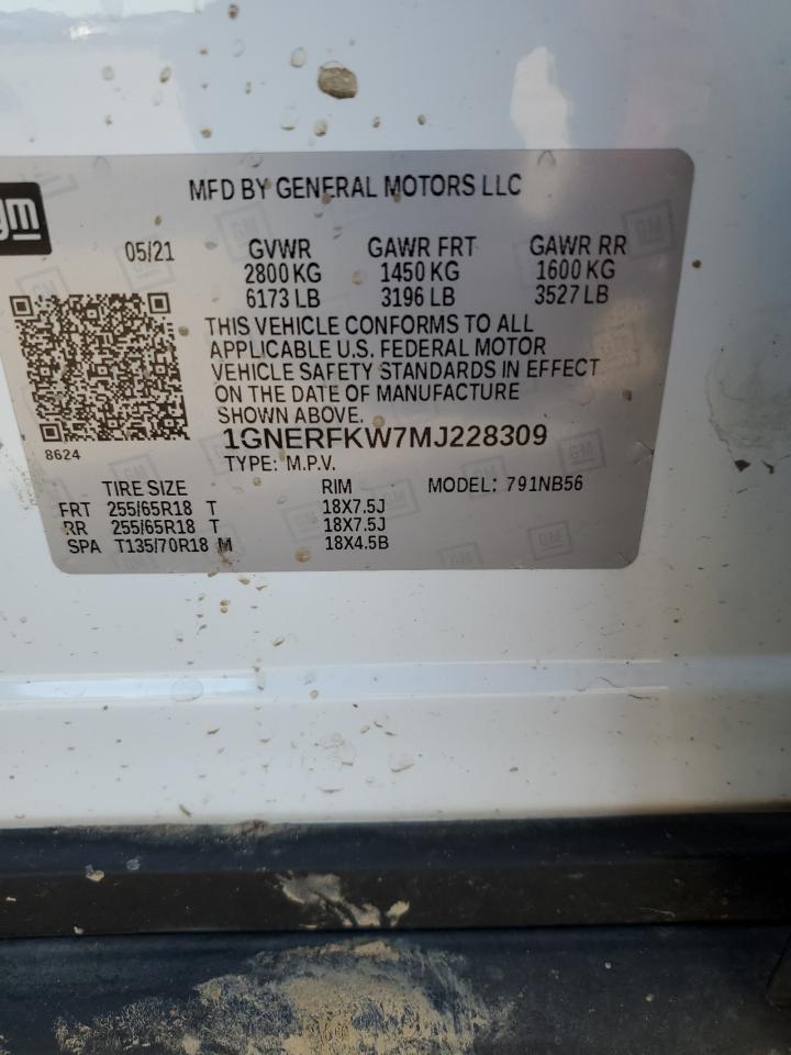 1GNERFKW7MJ228309 2021 Chevrolet Traverse Ls