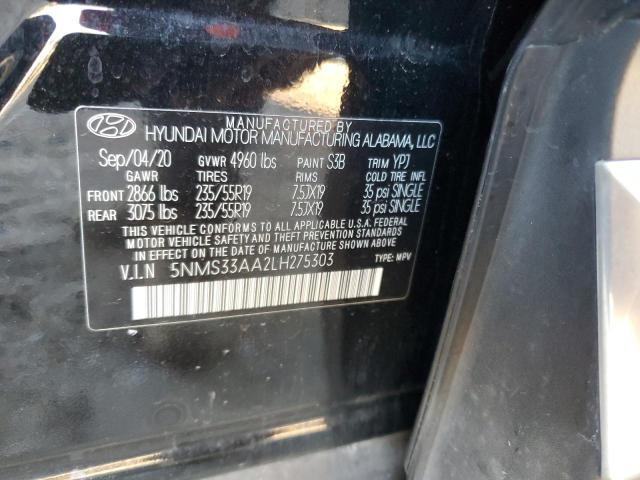 2020 Hyundai Santa Fe Sel VIN: 5NMS33AA2LH275303 Lot: 41452384