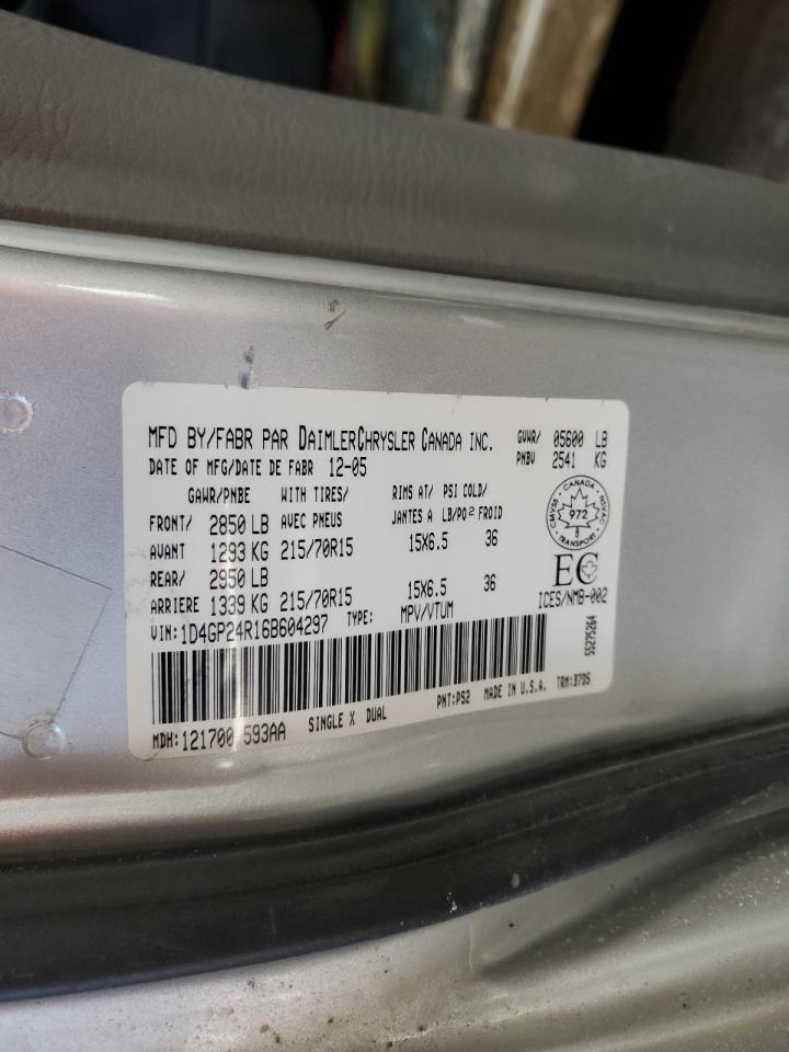 1D4GP24R16B604297 2006 Dodge Grand Caravan Se