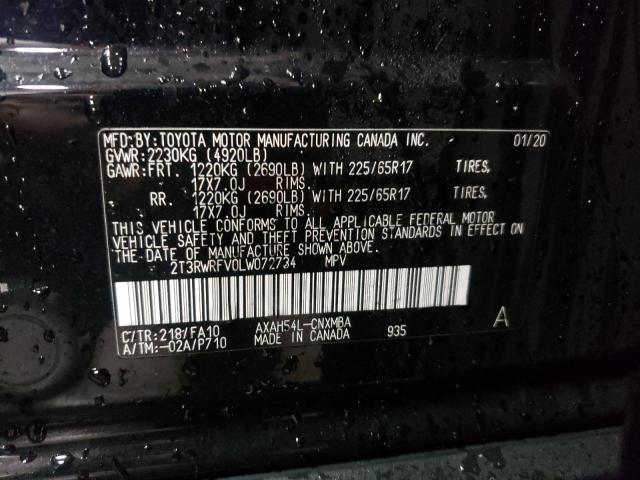 2020 TOYOTA RAV4 XLE 2T3RWRFV0LW072734