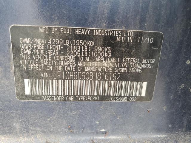 2011 Subaru Impreza Outback Sport VIN: JF1GH6D60BH816192 Lot: 44251904