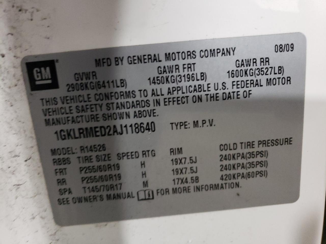 1GKLRMED2AJ118640 2010 GMC Acadia Slt-1