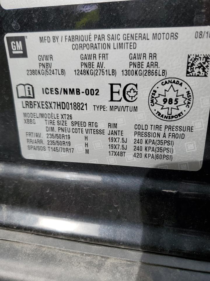 LRBFXESX7HD018821 2017 Buick Envision Premium