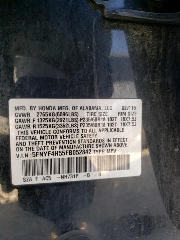 2015 HONDA PILOT EXL 5FNYF4H55FB052842