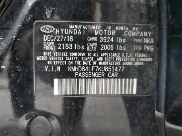 2019 HYUNDAI ELANTRA SE KMHD84LF7KU851477
