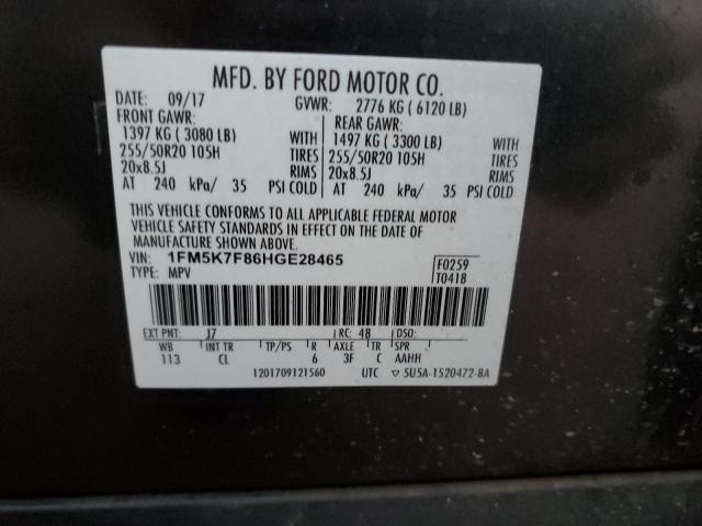 2017 FORD EXPLORER L 1FM5K7F86HGE28465
