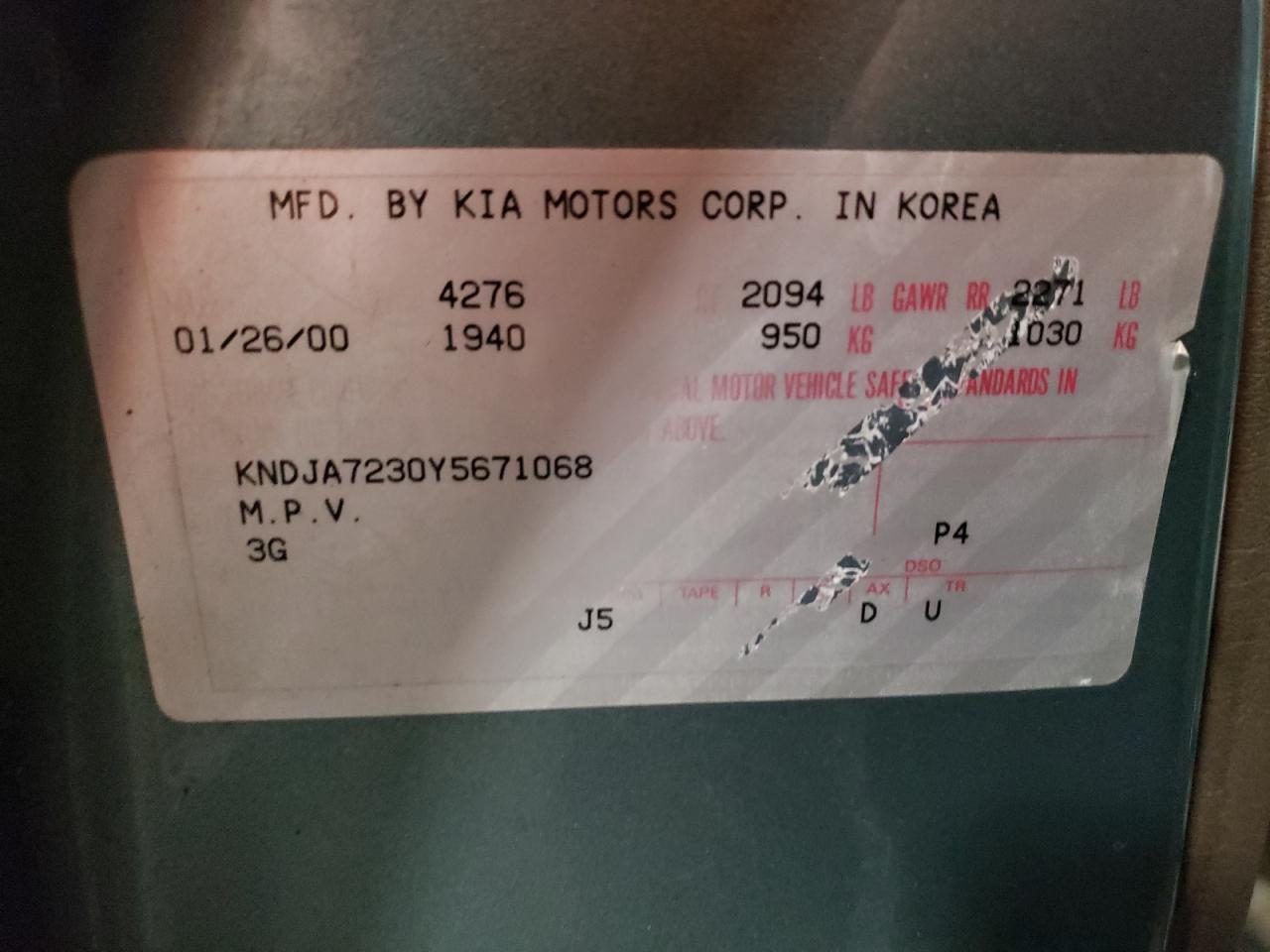 kndja7230y5671068 KNDJA7230Y5671068 2000 Kia Sportage