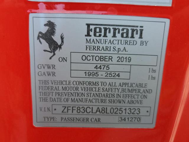 2020 FERRARI 812 SUPERF ZFF83CLA8L0251323