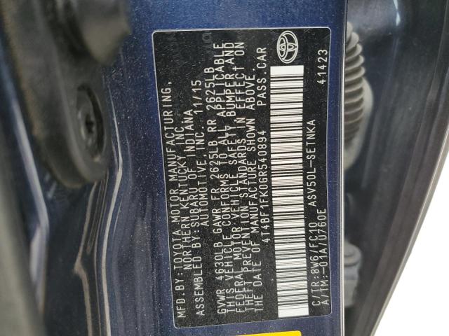 VIN 4T4BF1FK0GR540894 2016 Toyota Camry, LE no.12