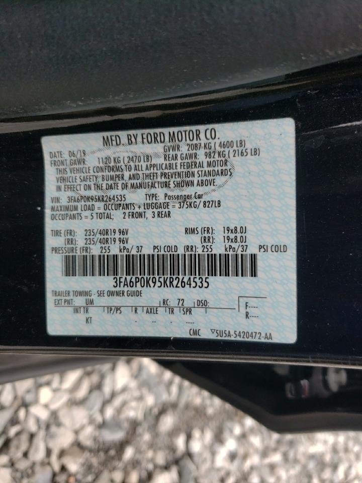 2019 Ford Fusion Titanium vin: 3FA6P0K95KR264535