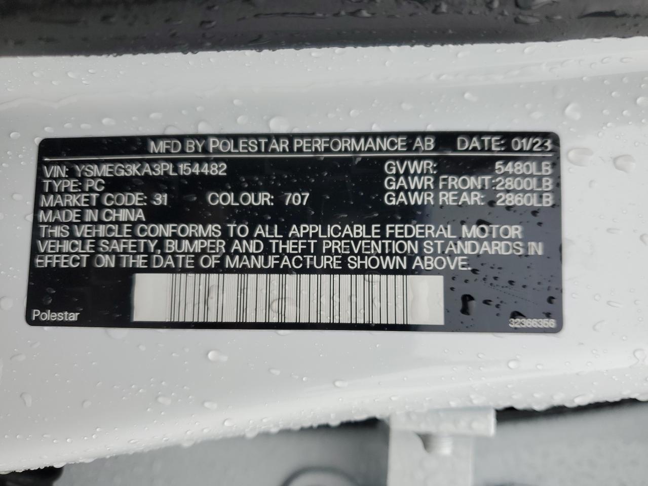 YSMEG3KA3PL154482 2023 Polestar 2