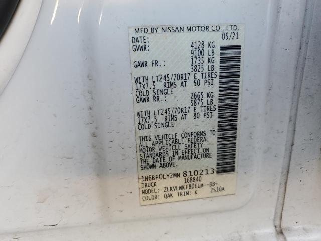 1N6BF0LY2MN810213 2021 Nissan Nv 2500 S
