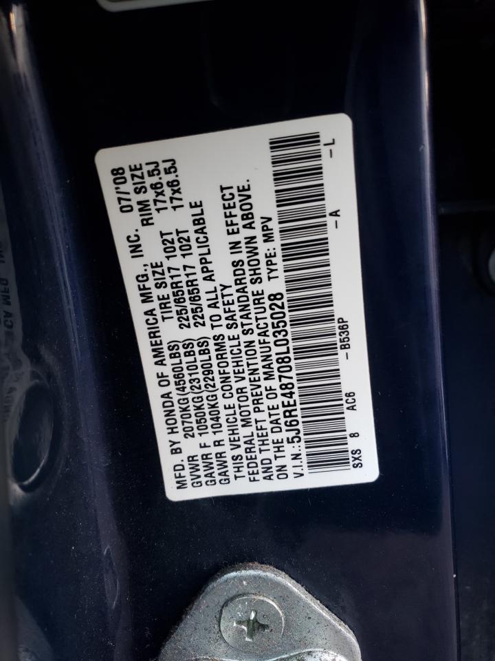 5J6RE48708L035028 2008 Honda Cr-V Exl