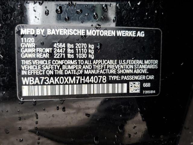 VIN WBA73AK0XM7H44078 2021 BMW 2 Series, 228XI no.12