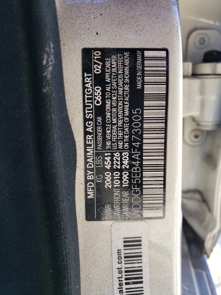 WDDGF5EB4AF473005 2010 Mercedes-Benz C 300