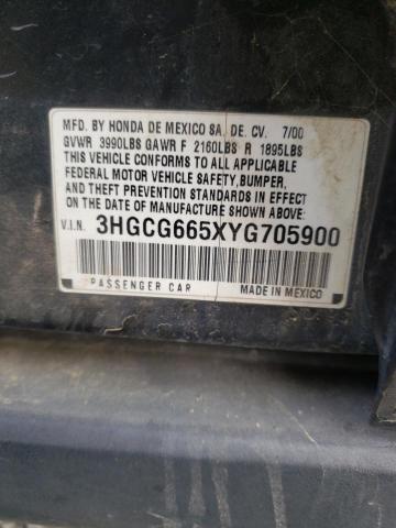2000 Honda Accord Lx VIN: 3HGCG665XYG705900 Lot: 43490334