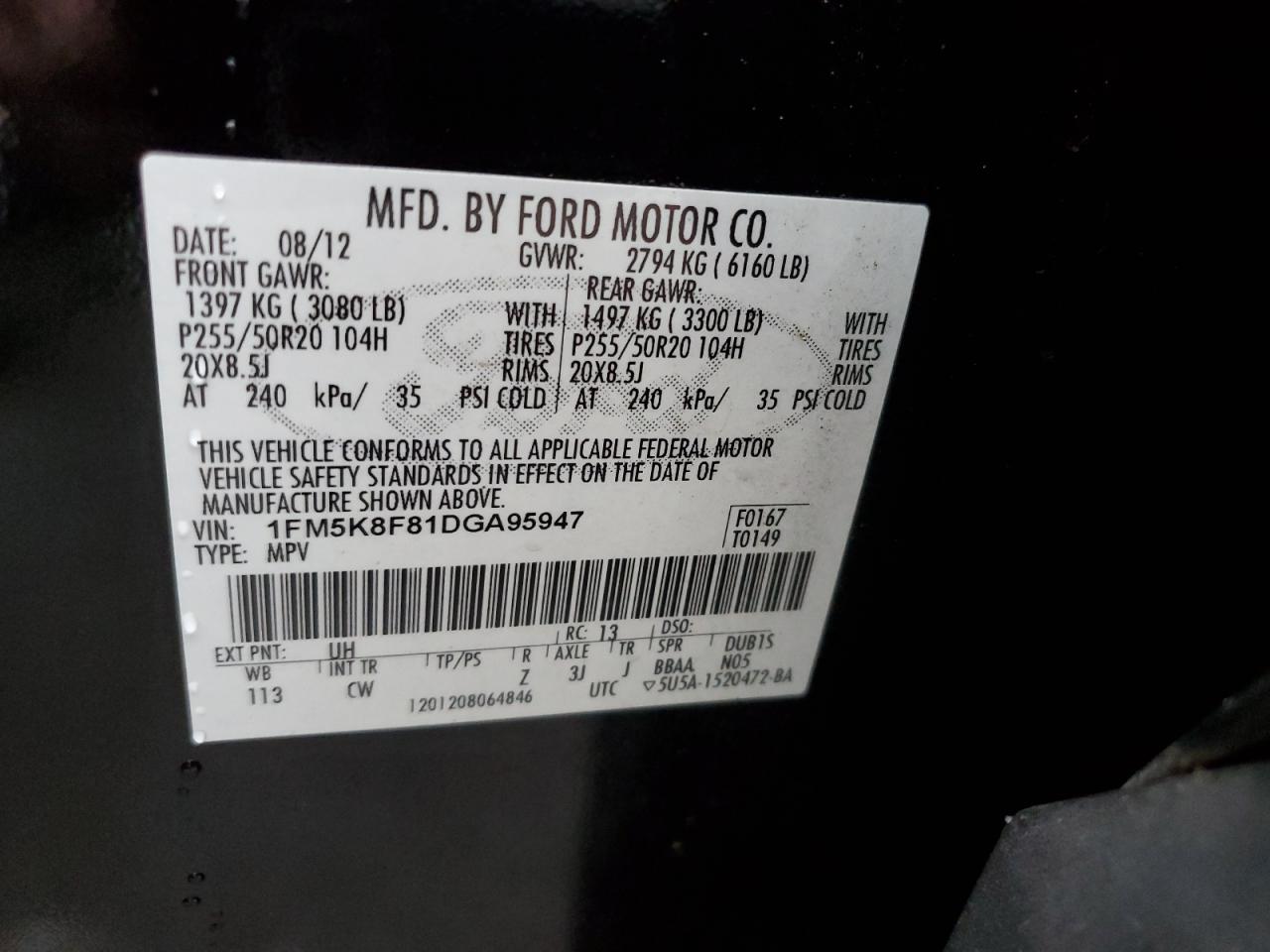 1fm5k8f81dga95947 1FM5K8F81DGA95947 2013 Ford Explorer Limited
