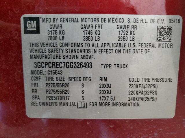 2016 CHEVROLET SILVERADO 3GCPCREC7GG326493