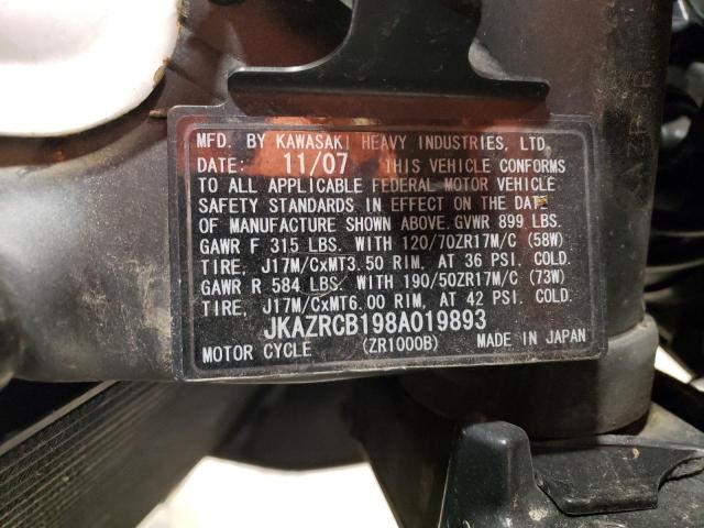 2008 KAWASAKI ZR1000 B - JKAZRCB198A019893