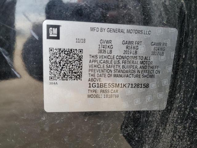 2019 CHEVROLET CRUZE LT 1G1BE5SM1K7128158