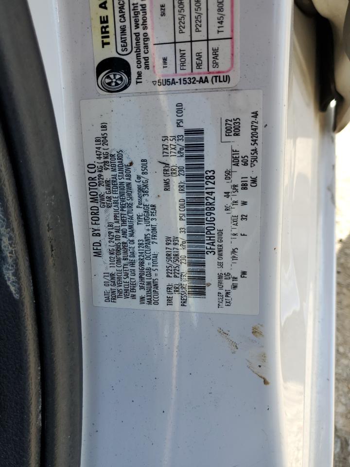 3FAHP0JG9BR241283 2011 Ford Fusion Sel