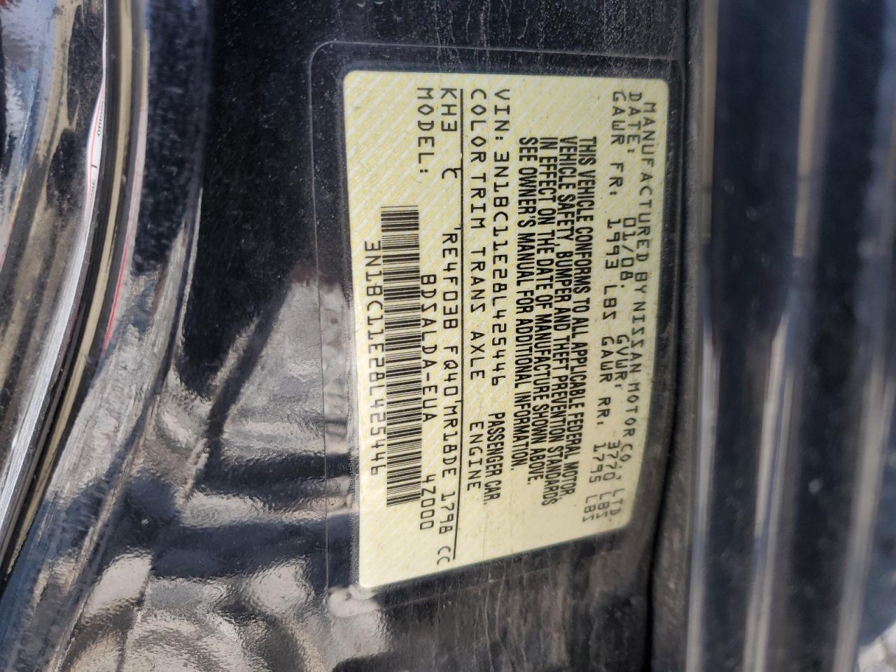 3N1BC11E28L425446 2008 Nissan Versa S