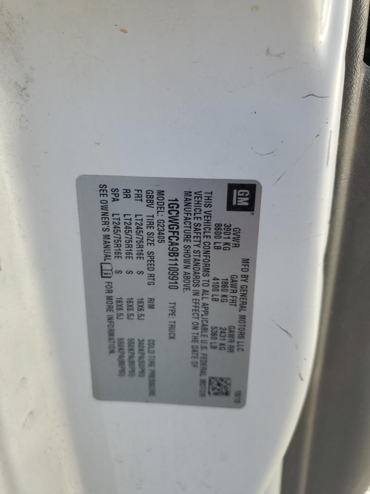 1GCWGFCA9B1109910 2011 Chevrolet Express G2500