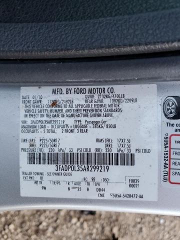 2010 Ford Fusion Hybrid VIN: 3FADP0L35AR299219 Lot: 57756124