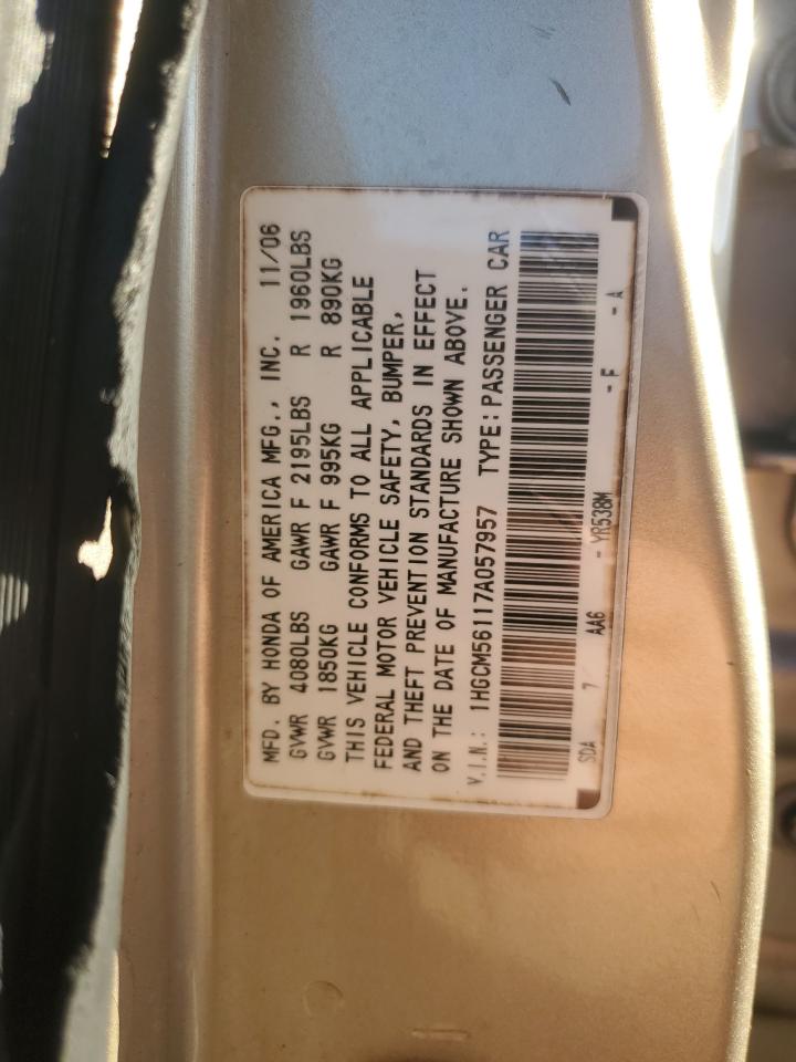 1HGCM56117A057957 2007 Honda Accord Value