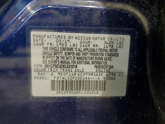 2019 Nissan Kicks S VIN: 3N1CP5CU2KL531018 Lot: 42337384