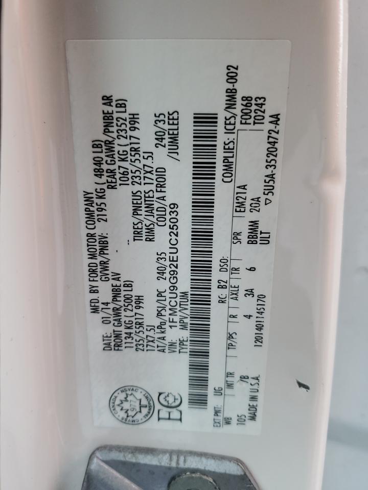 1FMCU9G92EUC25039 2014 Ford Escape Se