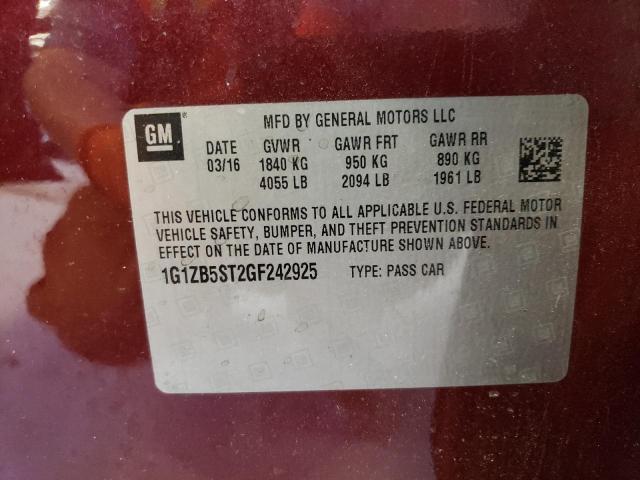 1G1ZB5ST2GF242925 2016 Chevrolet Malibu Ls