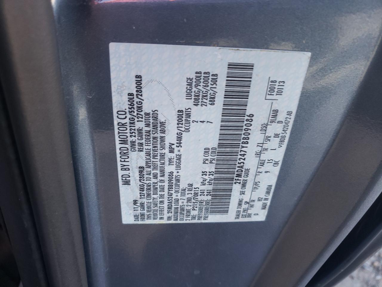 2FMDA5247YBB09086 2000 Ford Windstar Se