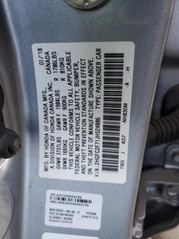 2018 HONDA CIVIC EX - 2HGFC2F71JH524886