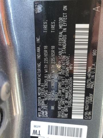 2022 TOYOTA HIGHLANDER 5TDGZRBH5NS560094