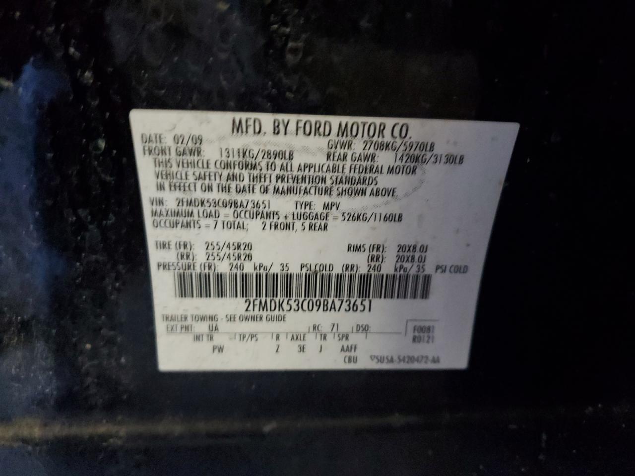 2FMDK53C09BA73651 2009 Ford Flex Limited