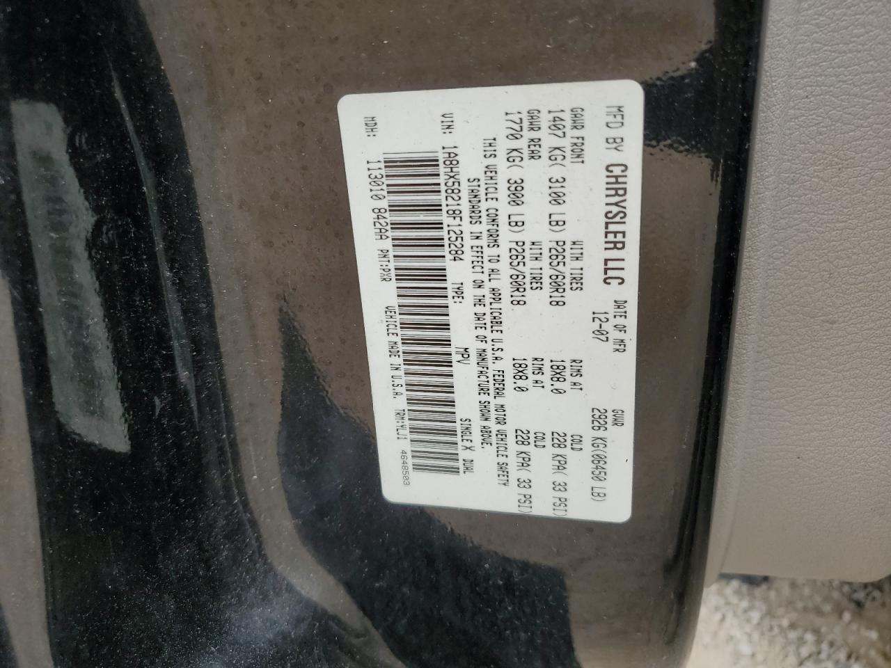1a8hx58218f125284 1A8HX58218F125284 2008 Chrysler Aspen Limited