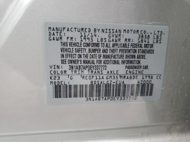 2014 Nissan Sentra S VIN: 3N1AB7AP0EY337772 Lot: 43821564