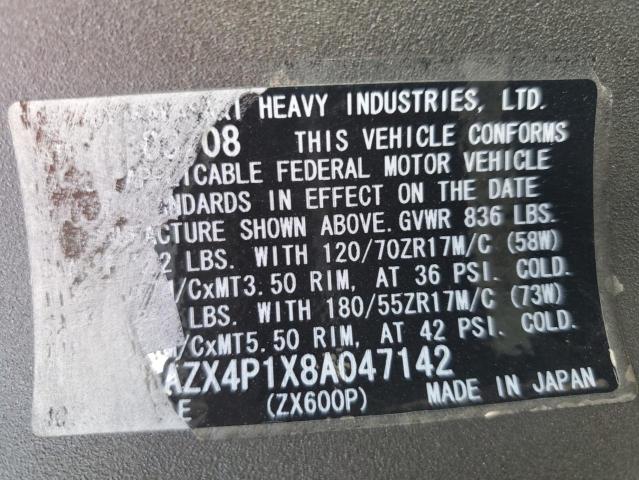 2008 KAWASAKI ZX600 P - JKAZX4P1X8A047142