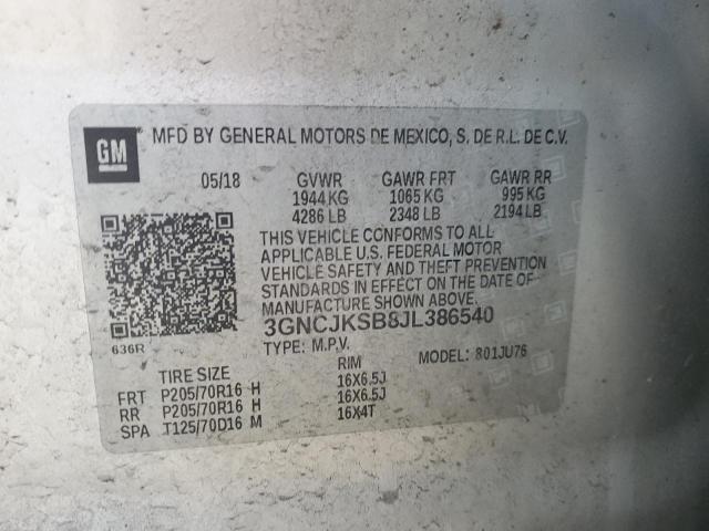 2018 CHEVROLET TRAX LS - 3GNCJKSB8JL386540