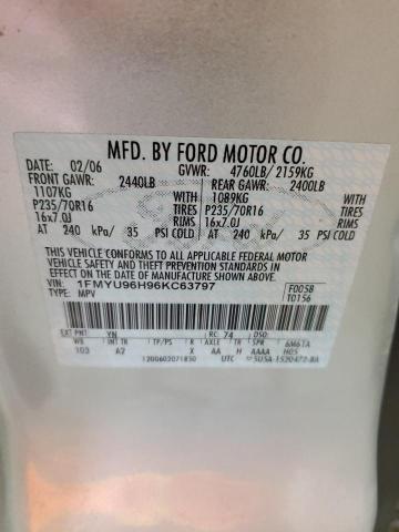 2006 Ford Escape Hev VIN: 1FMYU96H96KC63797 Lot: 42458654