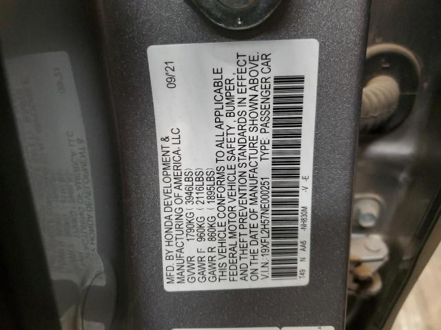 VIN 19XFL2H57NE000251 2022 HONDA CIVIC no.13